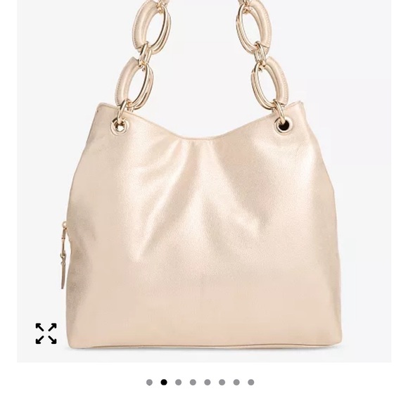 INC International Concepts Handbags - INC International Concepts Cream Shoulder Bag with Gold Accents